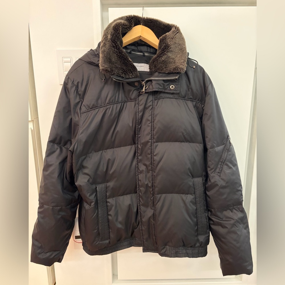 Michael Kors Black Puffer Jacket with Fur Collar
